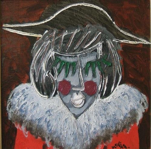 2-şapkalı kadın-(35x35)d.ü.y.b-2000TL